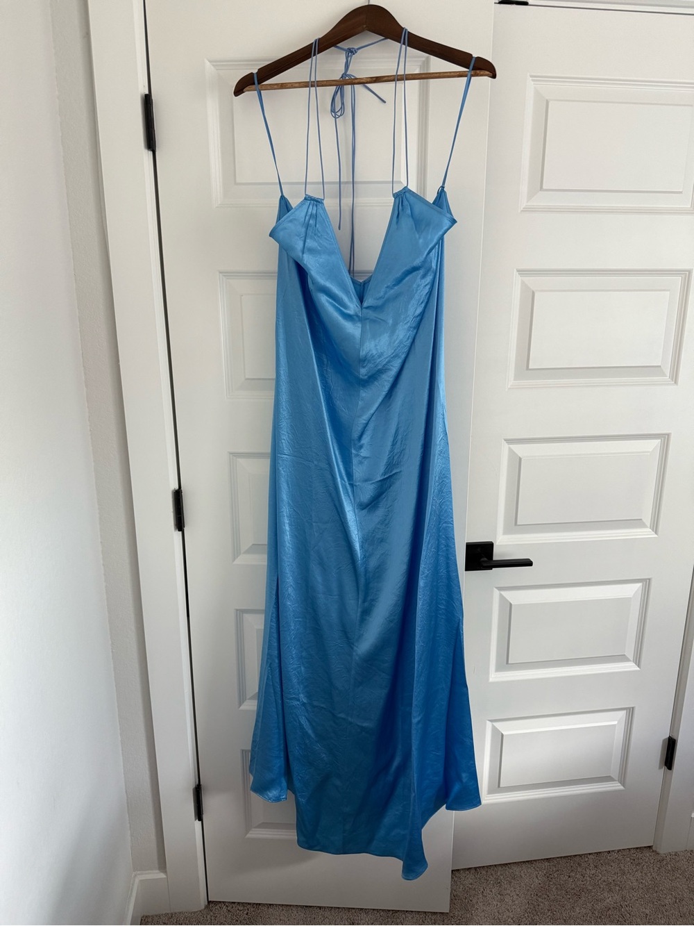 Anna October x J.Crew Blue Satin Strappy Maxi Dress NWT Medium